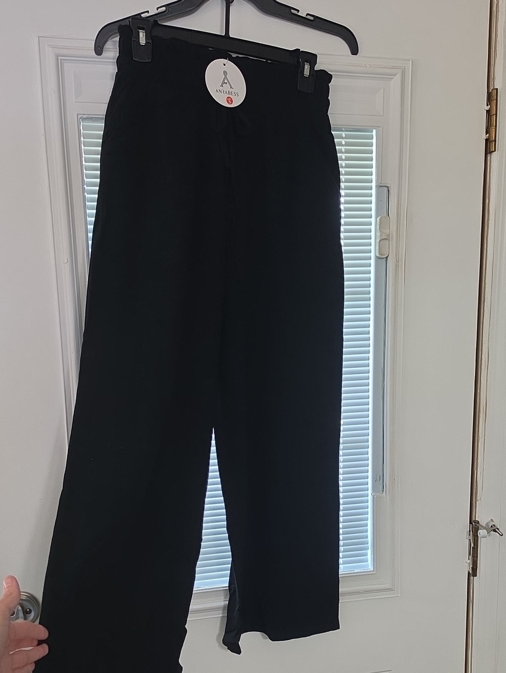 Anrabess Black Wide-Leg Women's Chinos